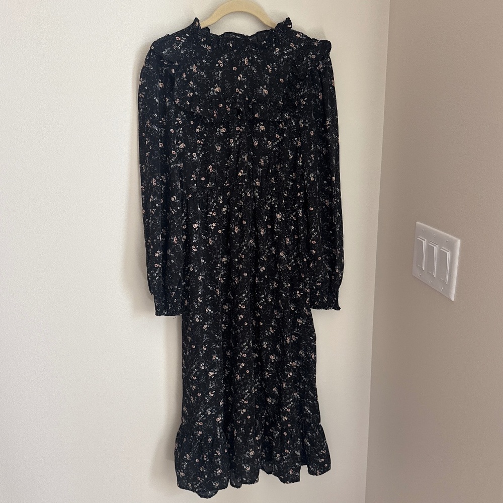 Black floral midi dress